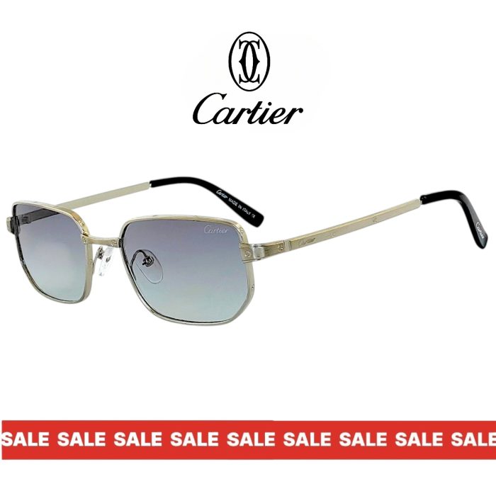 Cartier ARC слънчеви очила – сребриста рамка и небесно-сиви преливащи лещи UV400