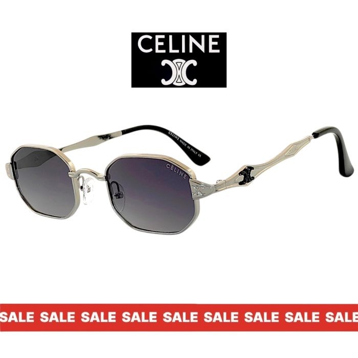 Celine унисекс слънчеви очила – хром рамка и черни лещи, нов модел 2026 UV400
