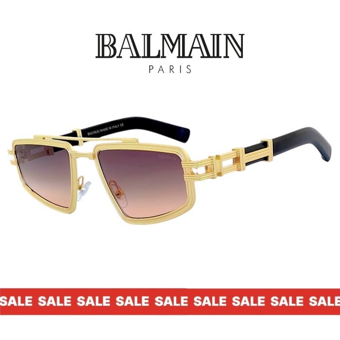Balmain мъжки слънчеви очила – златна рамка и кафяви преливащи лещи UV400