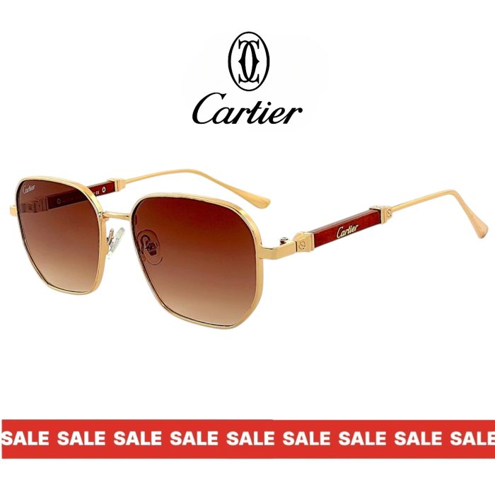 Cartier Square Edition слънчеви очила – златна рамка и кафяви преливащи лещи UV400