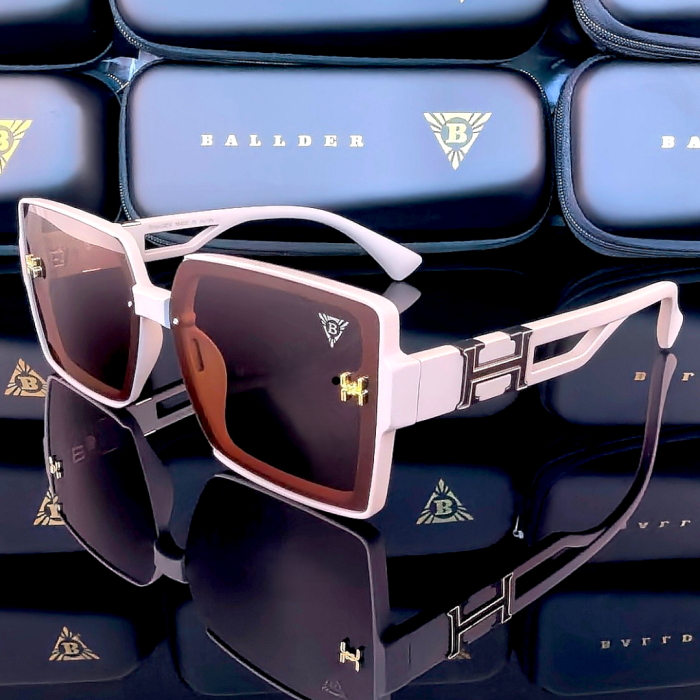 слънчеви очила ballder дамски бежова рамка кафяви квадратни стъкла