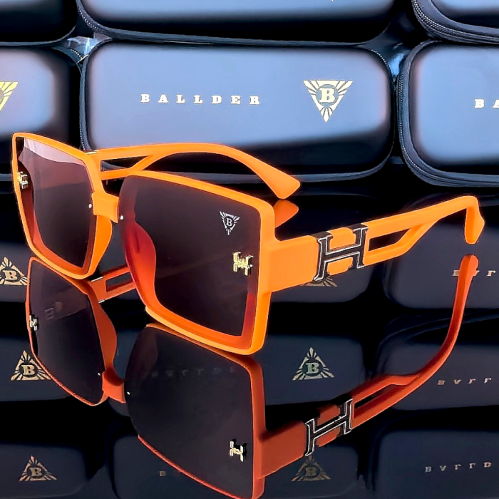слънчеви очила ballder дамски оранжева рамка кафяви квадратни стъкла
