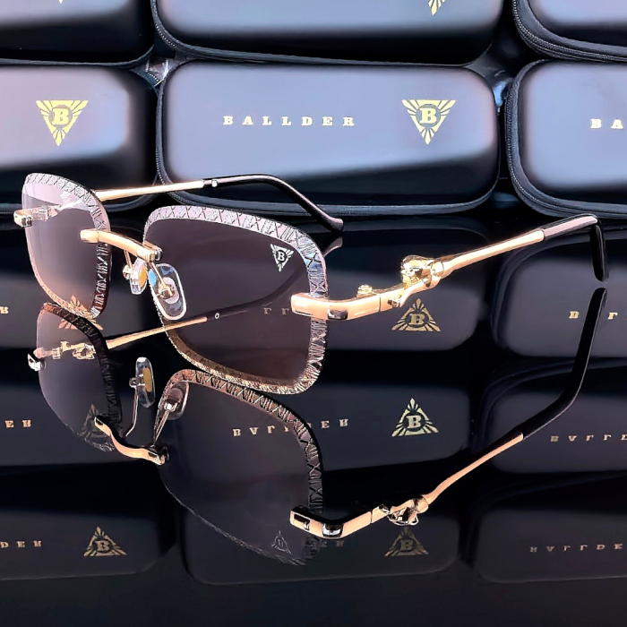 слънчеви очила ballder унисекс златна рамка преливащи цветни стъкла фасетирани лещи ретро модел