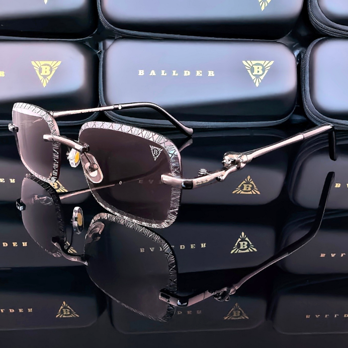 слънчеви очила ballder унисекс хром рамка черни стъкла фасетирани лещи ретро модел