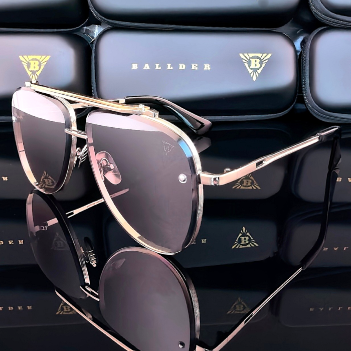 слънчеви очила ballder мъжки авиатор сребриста рамка сребърни огледални стъкла