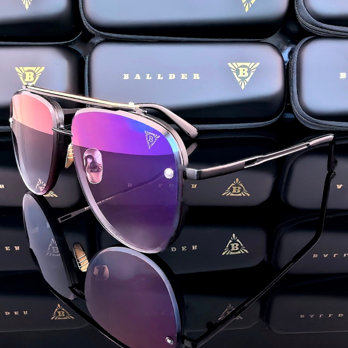слънчеви очила ballder мъжки авиатор черна рамка синьо-лилави стъкла