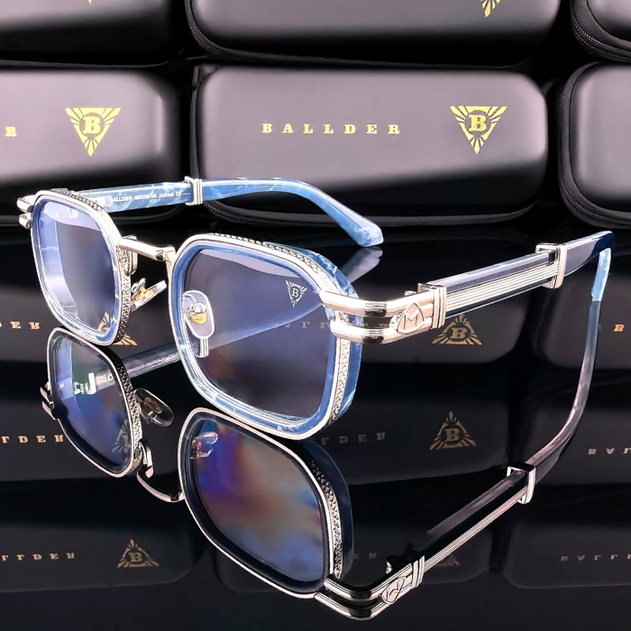 Слънчеви очила Ballder сини със сребристи елементи страничен изглед