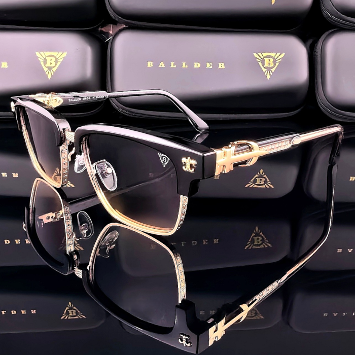 Слънчеви очила Ballder черни със златни елементи страничен изглед