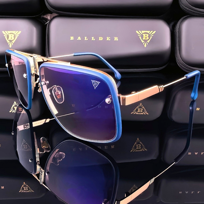 Слънчеви очила Ballder златно сини със сини стъкла страничен изглед
