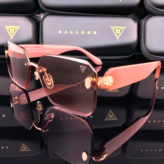 Дамски слънчеви очила Ballder пепел от рози с преливащи бежови стъкла страничен изглед