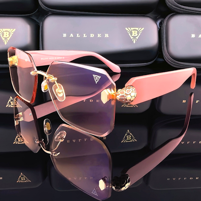 Дамски слънчеви очила Ballder пепел от рози с квадратни стъкла страничен изглед