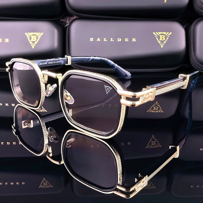 Слънчеви очила Ballder тъмносини със златни детайли страничен изглед