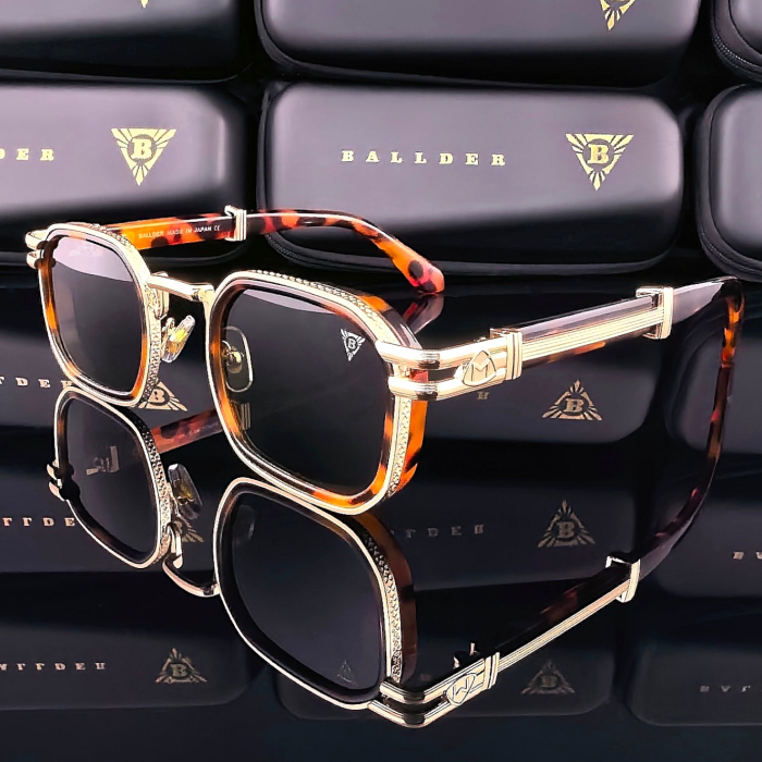 Слънчеви очила Ballder кафяви със златни елементи страничен изглед