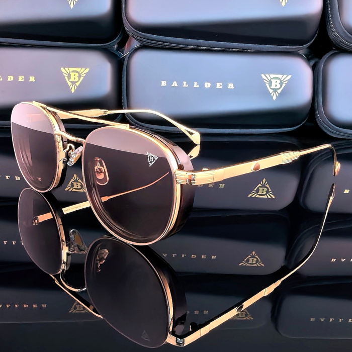 Слънчеви очила Ballder златни с кафяви стъкла страничен изглед