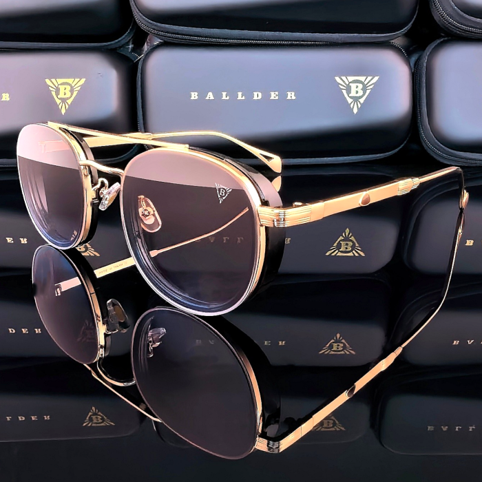 Слънчеви очила Ballder златни с преливащи стъкла страничен изглед