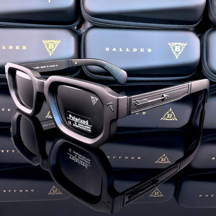 Слънчеви очила Ballder черни с черни стъкла страничен изглед