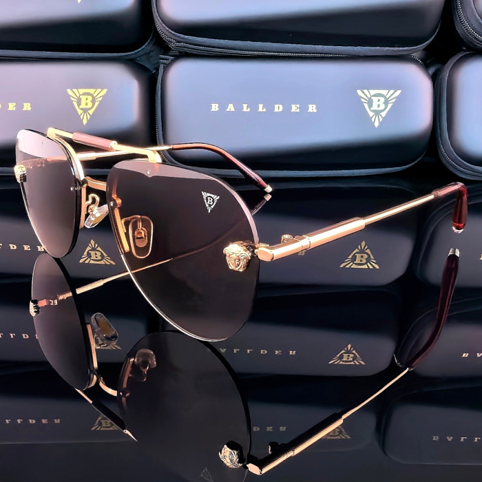 Слънчеви очила Ballder златни с кафяви стъкла страничен изглед