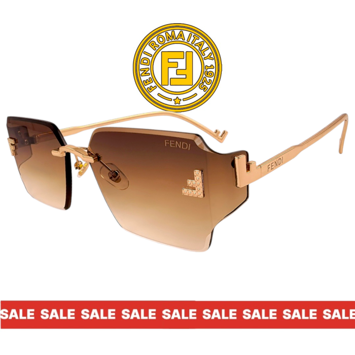 Дамски слънчеви очила Fendi 2026 златна рамка кафяви преливащи стъкла страничен изглед