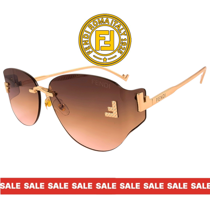 Дамски слънчеви очила Fendi 2026 златна рамка преливащи стъкла страничен изглед