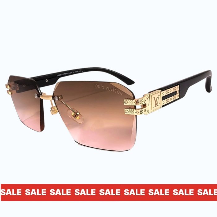 Мъжки слънчеви очила Louis Vuitton 2026 черна рамка преливащи стъкла страничен изглед