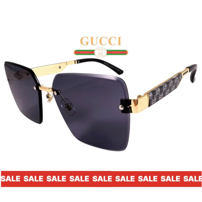 Дамски слънчеви очила Gucci черни стъкла златна рамка страничен изглед