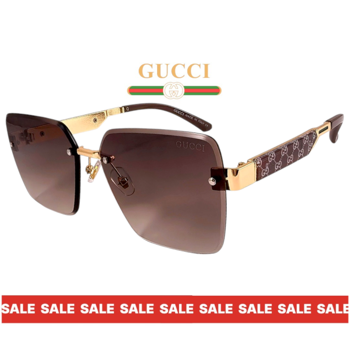 Дамски слънчеви очила Gucci кафяви стъкла златна рамка страничен изглед