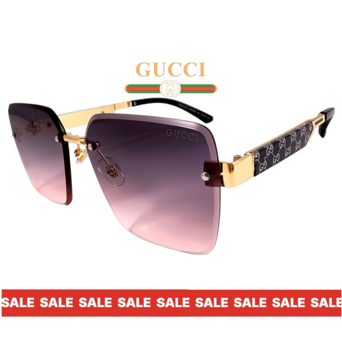 Дамски слънчеви очила Gucci светли преливащи стъкла златна рамка страничен изглед