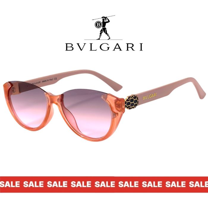 Дамски слънчеви очила Bvlgari пудра рамка виолетови преливащи стъкла страничен изглед