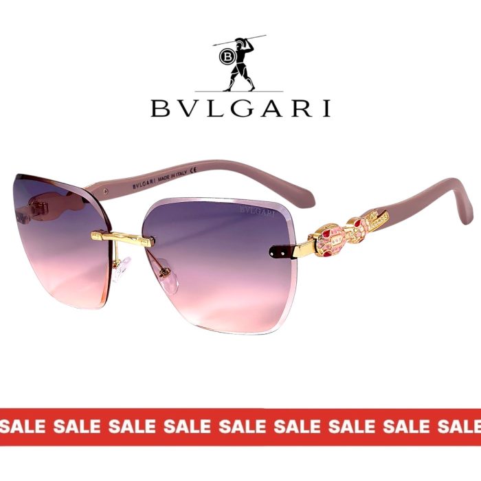 Дамски слънчеви очила Bvlgari виолетова рамка виолетови преливащи стъкла страничен изглед