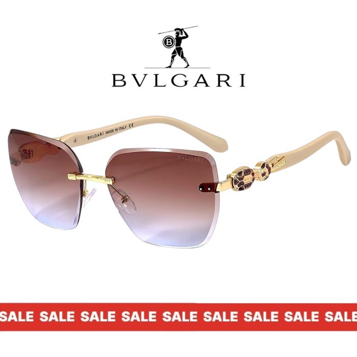 Дамски слънчеви очила Bvlgari бежова рамка преливащи стъкла страничен изглед