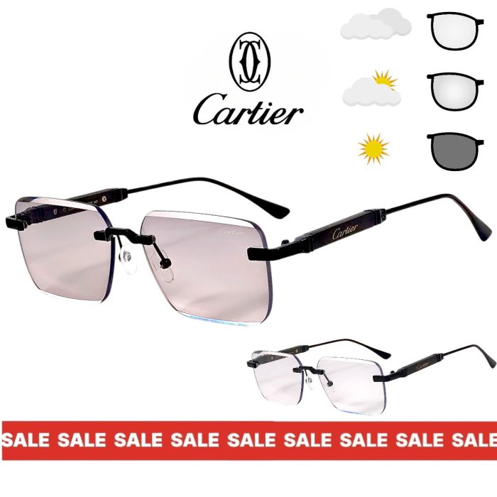 Унисекс фотохромни слънчеви очила Cartier махагонова рамка фотохромни стъкла страничен изглед