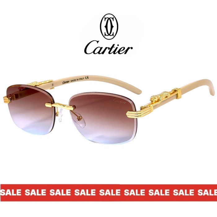 Дамски слънчеви очила Cartier бежова рамка преливащи стъкла страничен изглед