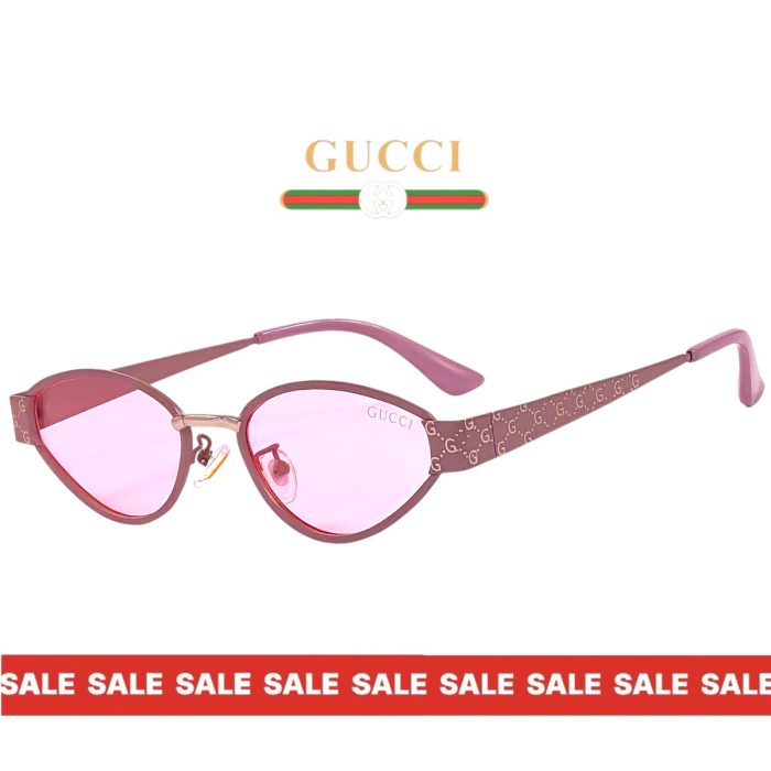 Дамски слънчеви очила Gucci с розова метална рамка страничен изглед