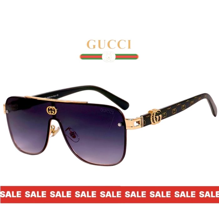 Мъжки слънчеви очила Gucci тип маска с тъмносини стъкла страничен изглед
