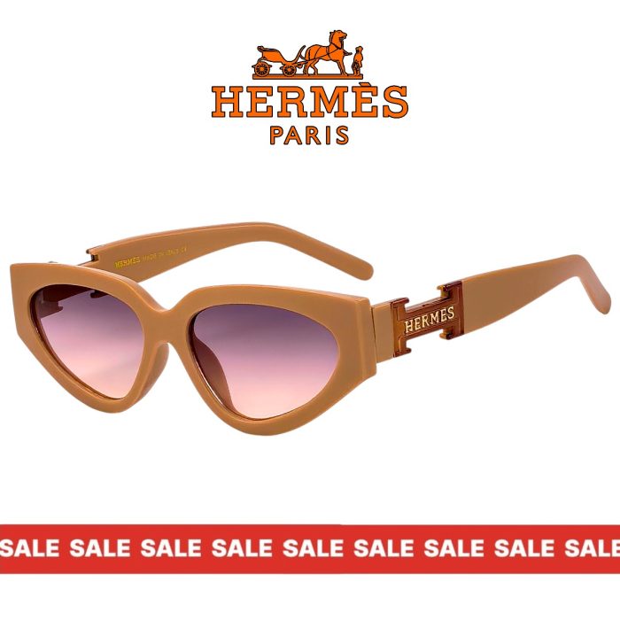Дамски слънчеви очила Hermes котешко око с кафява рамка страничен изглед