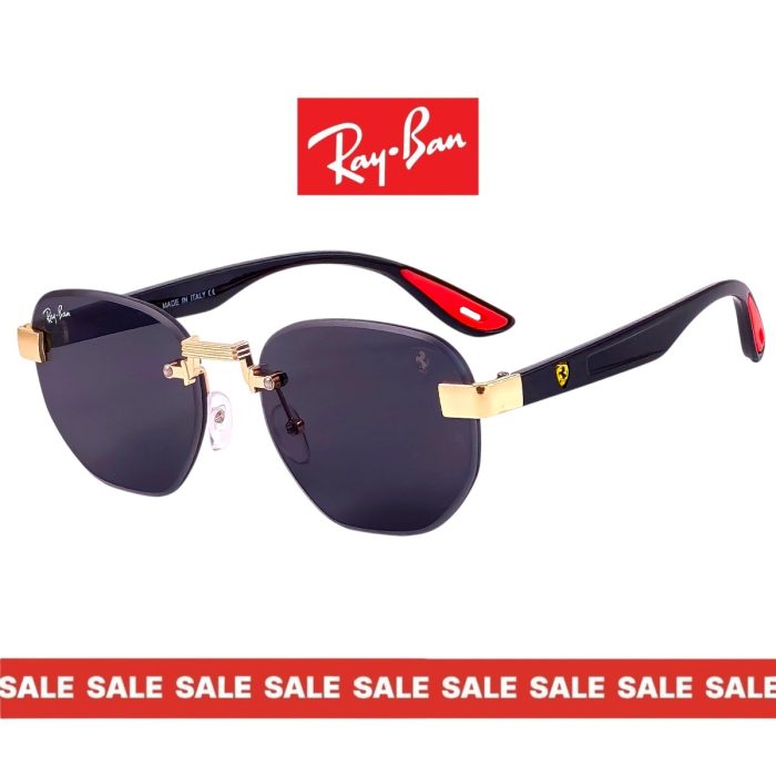 Унисекс слънчеви очила Ray-Ban безрамкови с черни стъкла страничен изглед