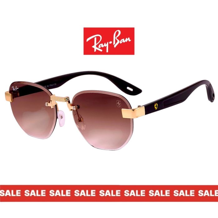Мъжки слънчеви очила Ray-Ban безрамкови с кафяви преливащи стъкла страничен изглед